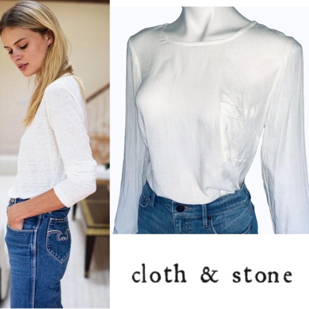 NEW Anthropologie Cloth & Stone Minimalist Rayon Crew Longsleeve Top